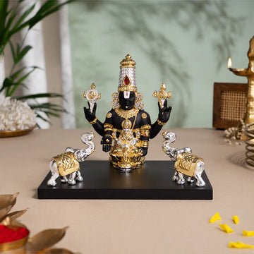 Gajalakshmi Tirupati Balaji Murti - Gold & Silver Plated (5.5 Inch)