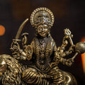 Brass 8 Armed Maa Durga Idol Sitting on Lion (5 Inch) - ASHIRWADAM