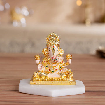 Dagdusheth Halwai Ganpati Murti - Gold Plated (4 Inch)