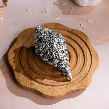Ganesh Shankh (Conch) - Silver Plated (5 Inch) - ASHIRWADAM