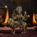 Brass 8 Armed Maa Durga Idol Sitting on Lion (5 Inch) - ASHIRWADAM