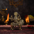 Brass 8 Armed Maa Durga Idol Sitting on Lion (5 Inch) - ASHIRWADAM