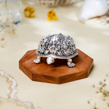 Ashtalakshmi Tortoise Idol - Silver Plated (4 inch)